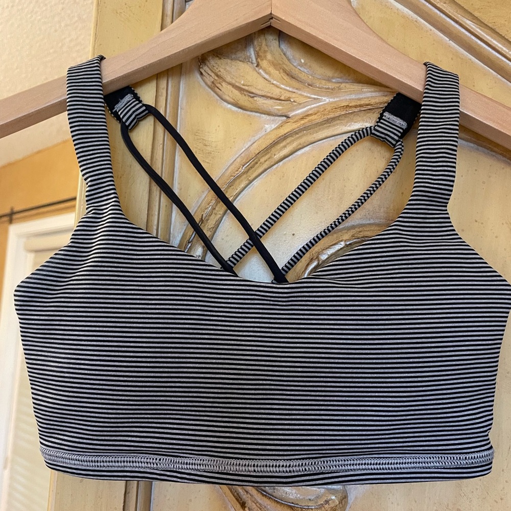 Lululemon Athletica Black and Gray Striped Top